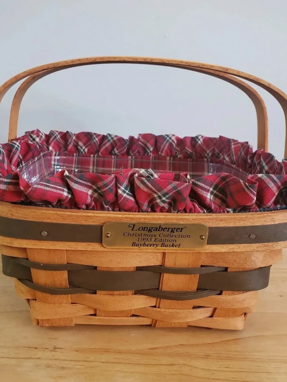 Longaberger 1993 Christmas Collection Bayberry Basket, Liner & Protector Combo